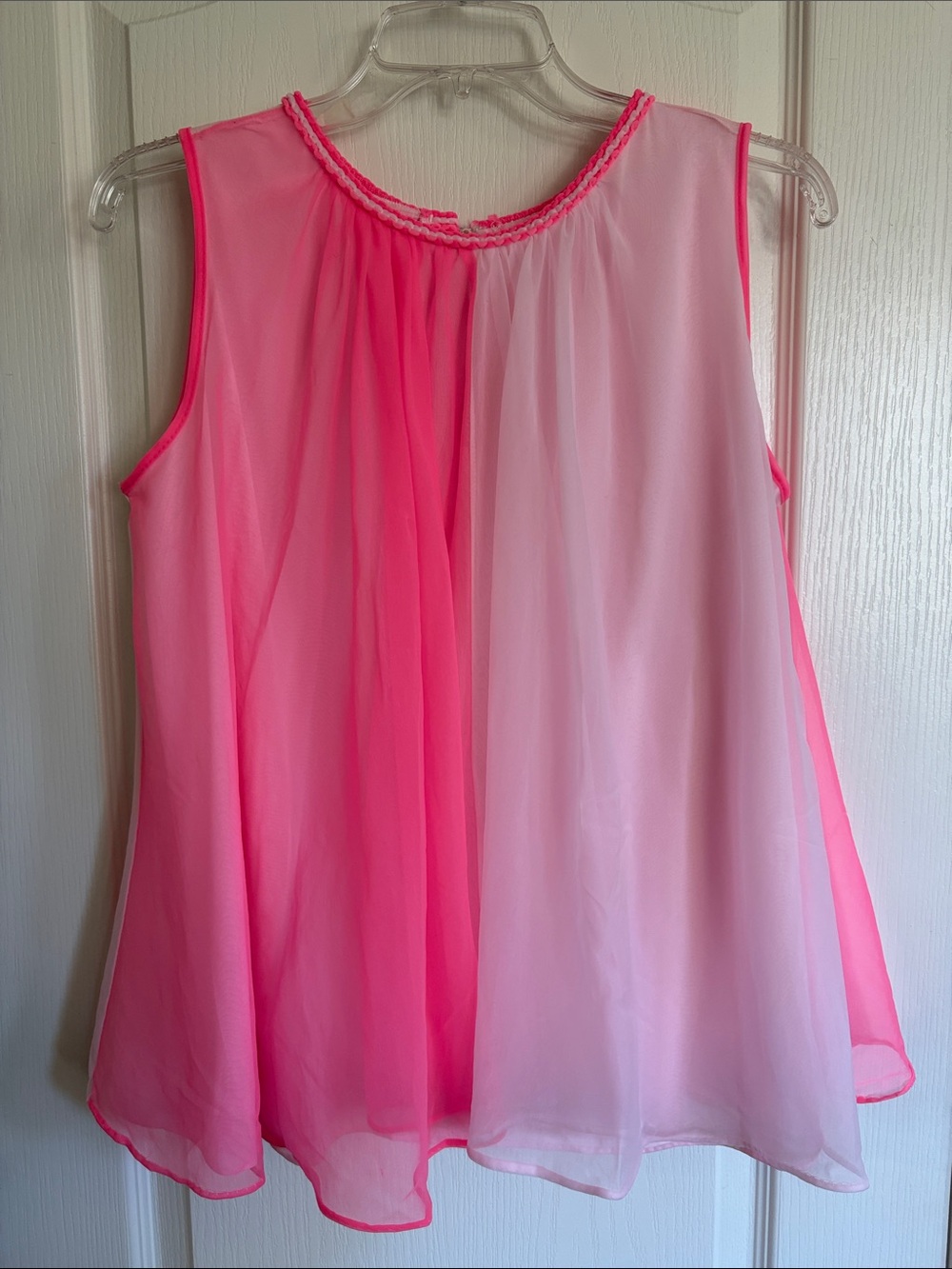 Vintage 60s Deena California hot pink colorblock babydoll nightgown top